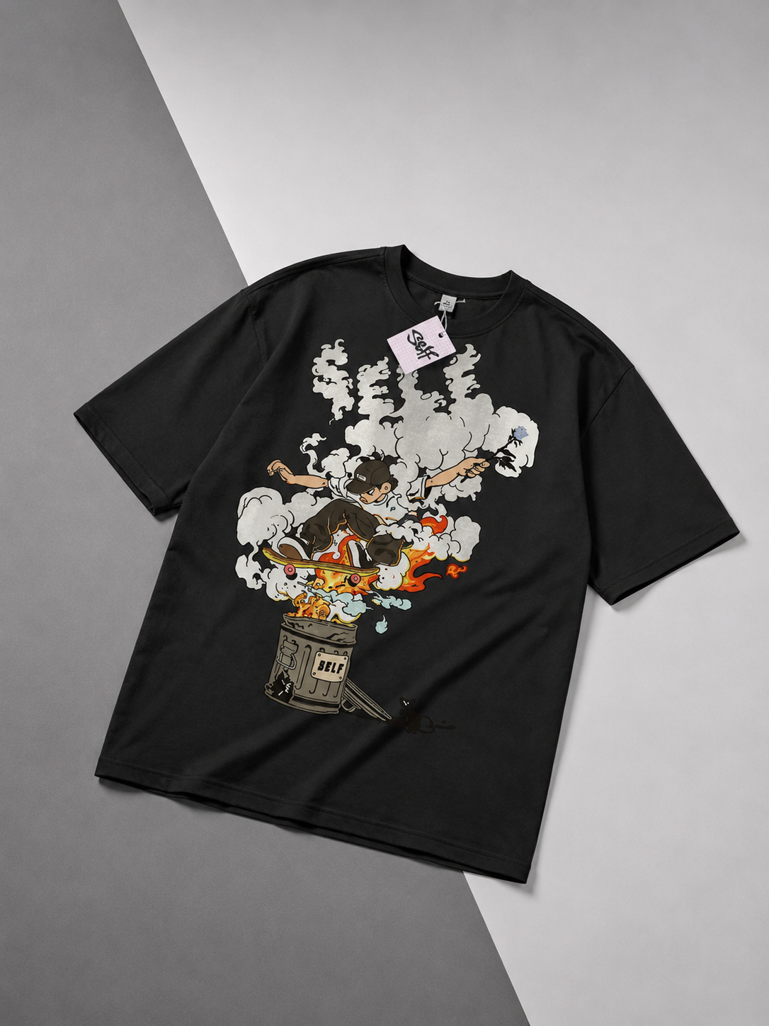 Camiseta Premium Streetwear Skate Smoke Graphic