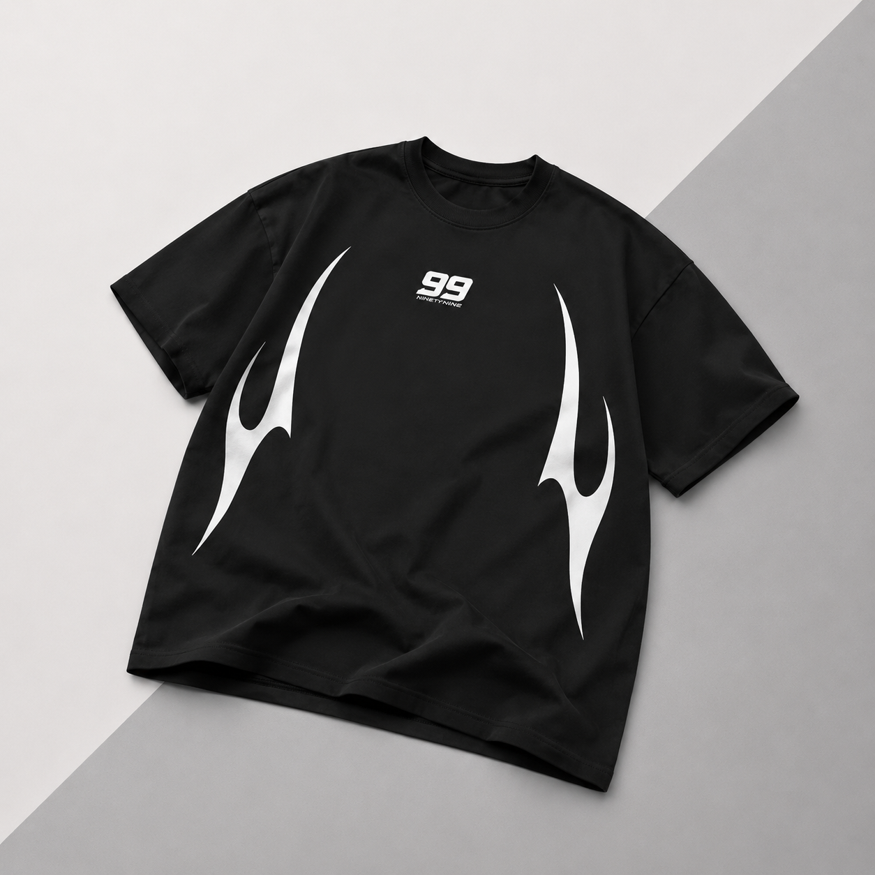 Camiseta Oversized 99 Flames Preta Streetwear Premium