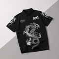 Camisa Polo Dragon Oni Preta Streetwear Premium