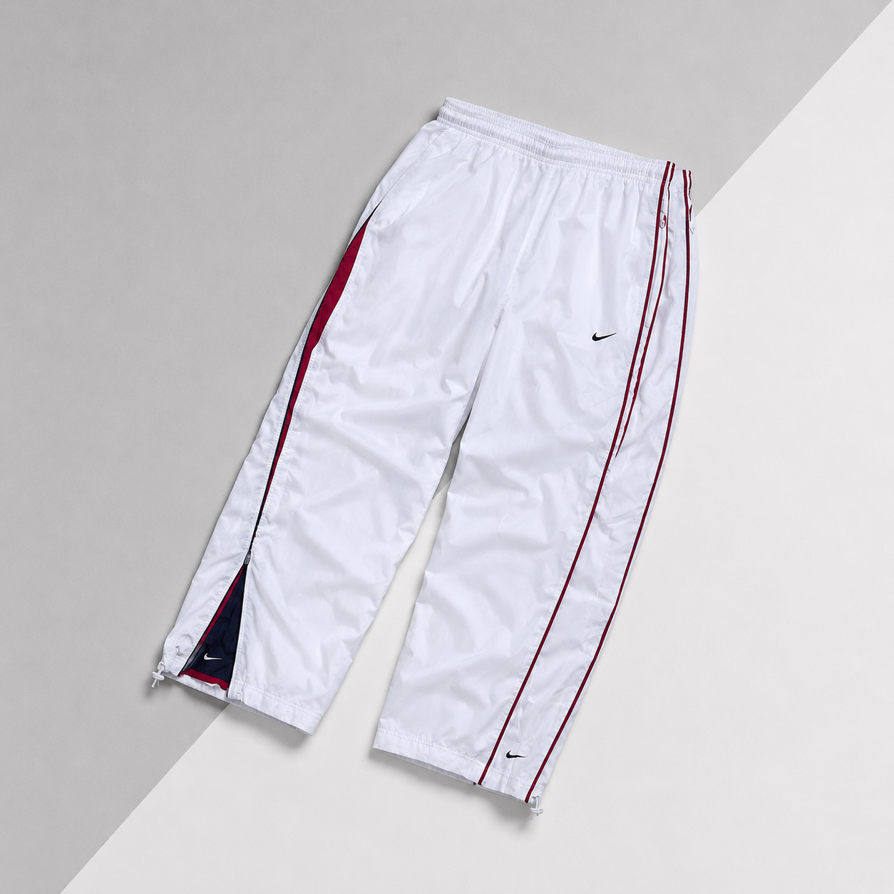 Nike Track Pants White Crimson Vintage