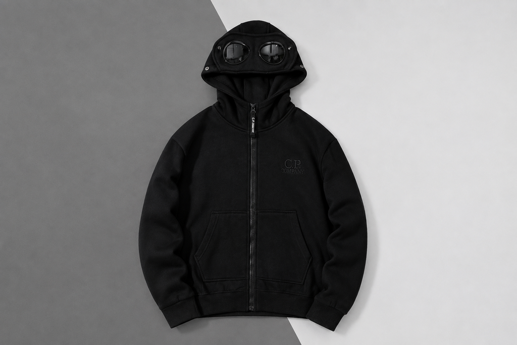 C.P. Company Black Goggle Hooded Zip-Up Sweatshirt