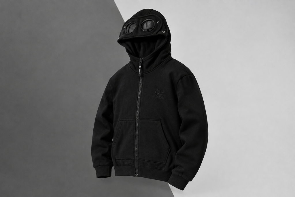 C.P. Company Black Goggle Hooded Zip-Up Sweatshirt