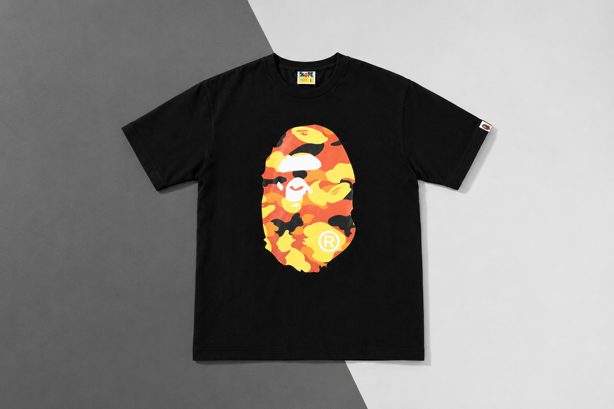 BAPE 1ST CAMO BY BATHING APE TEE – Black/Orange